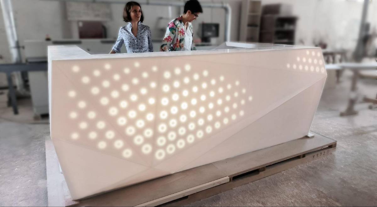 Refined interior elegant onboard bar with a wine fridge and storage