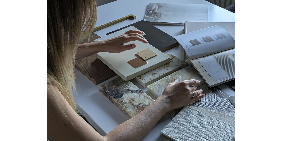 Designer selecting yacht interior materials